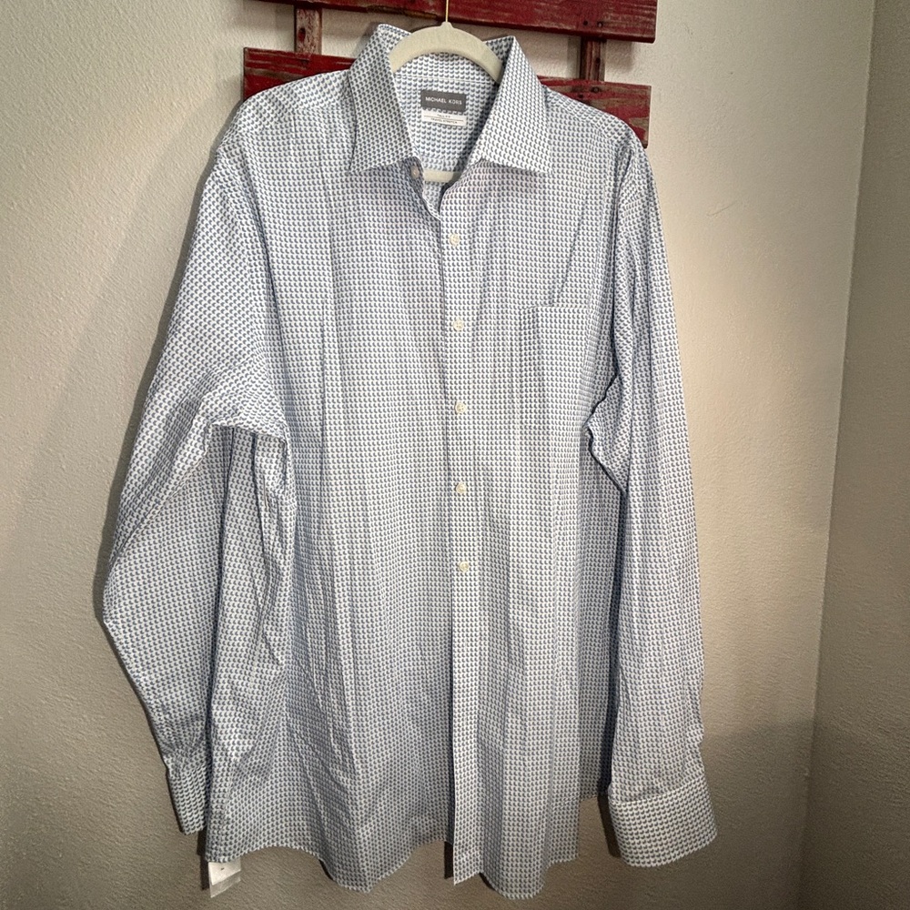 Michael Kors Light Blue Patterned Dress Shirt